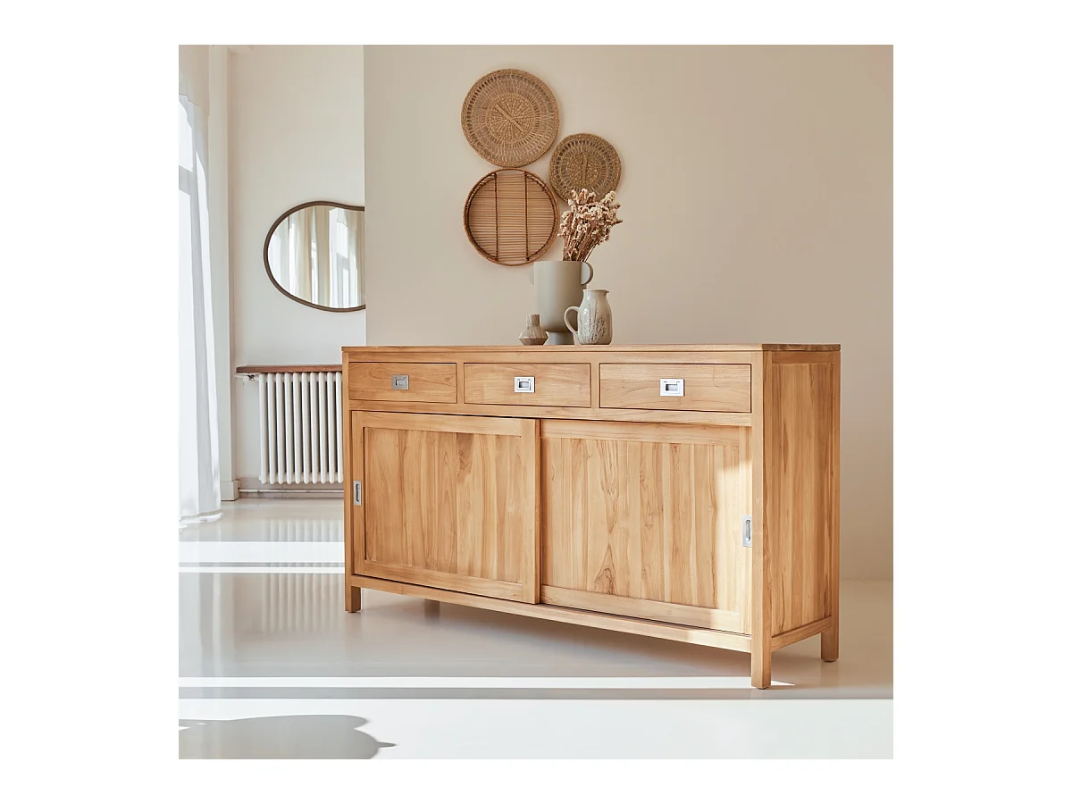 Buffet Anrichte Sideboard 180 aus massivem Teak Holz Massiv neu Tikamoon