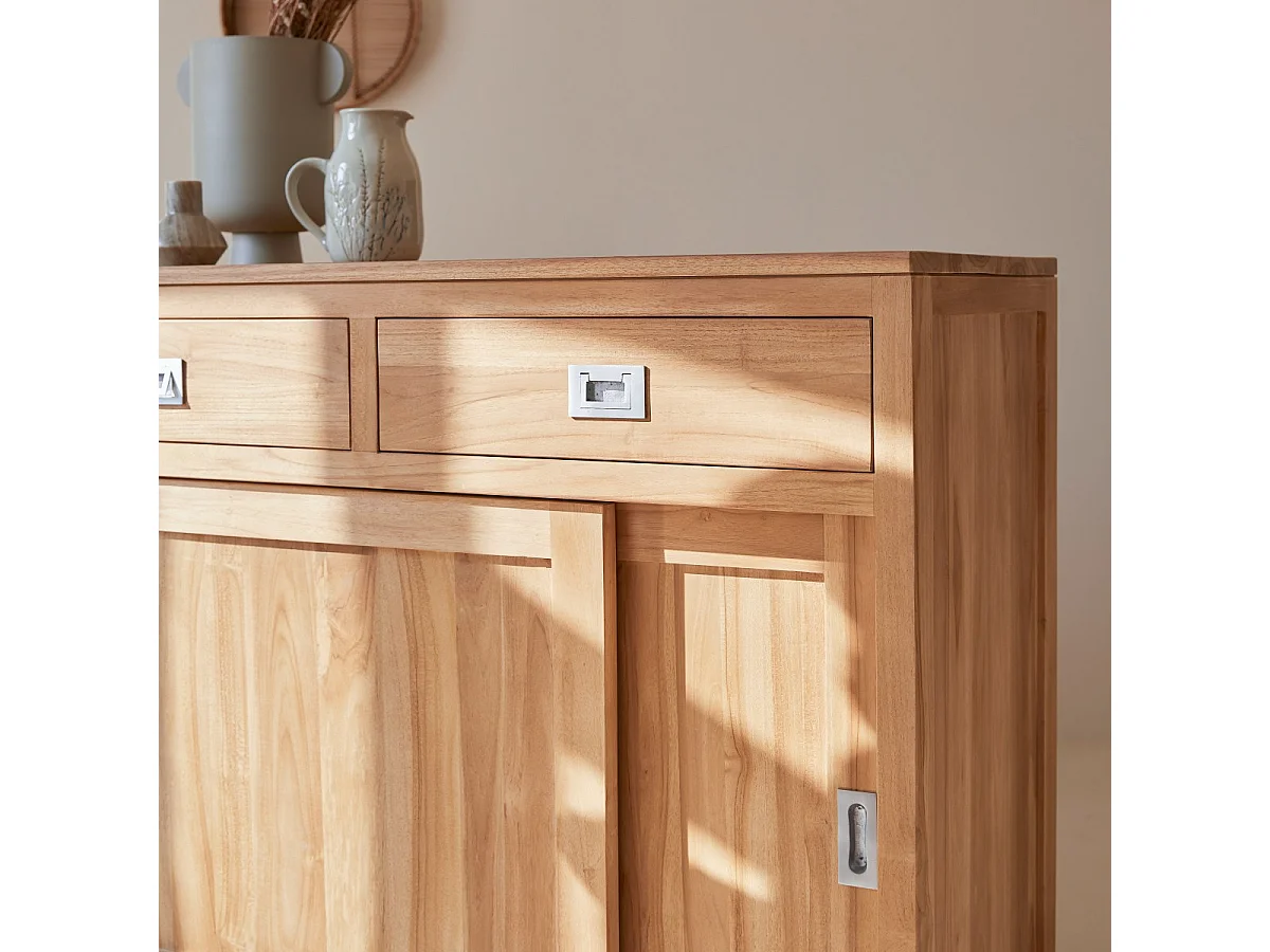 Buffet Anrichte Sideboard 180 aus massivem Teak Holz Massiv neu Tikamoon