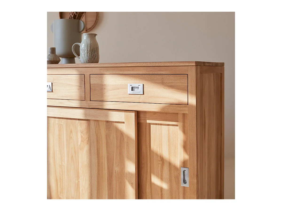 Buffet Anrichte Sideboard 180 aus massivem Teak Holz Massiv neu Tikamoon