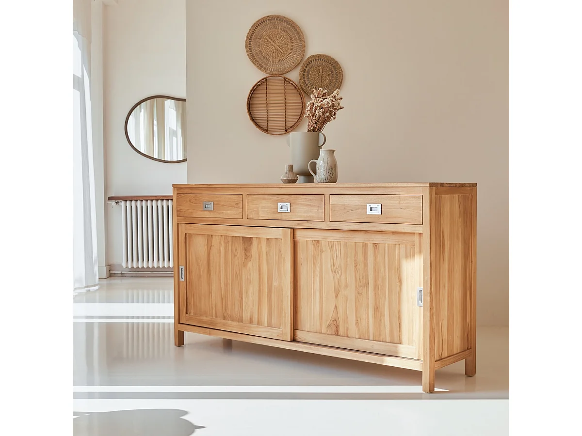 Buffet credenza bancone teak tek massello legno 170cm design sala pranzo