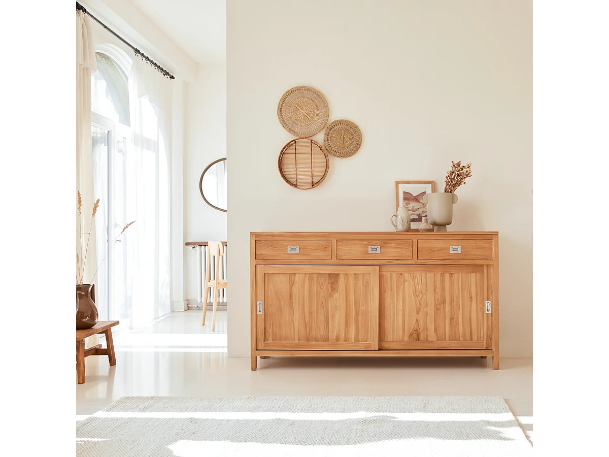 Buffet Anrichte Sideboard 180 aus massivem Teak Holz Massiv neu Tikamoon