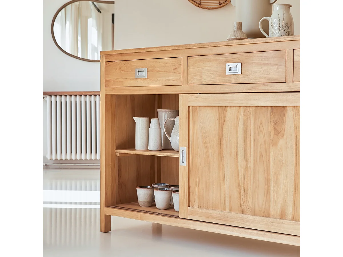 Buffet Anrichte Sideboard 180 aus massivem Teak Holz Massiv neu Tikamoon