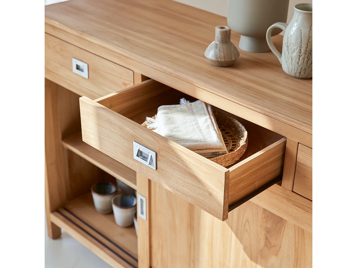 Buffet Anrichte Sideboard 180 aus massivem Teak Holz Massiv neu Tikamoon