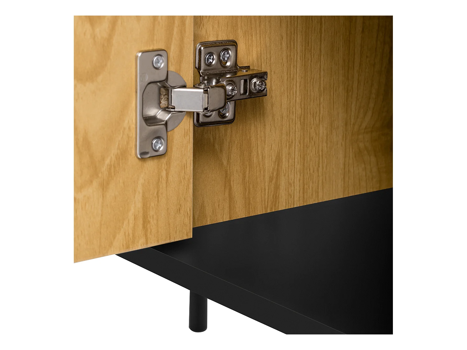 Credenza moderna - Credenza con 2 cassetti e 2 ante - Colore legno e nero - per soggiorno e sala da pranzo