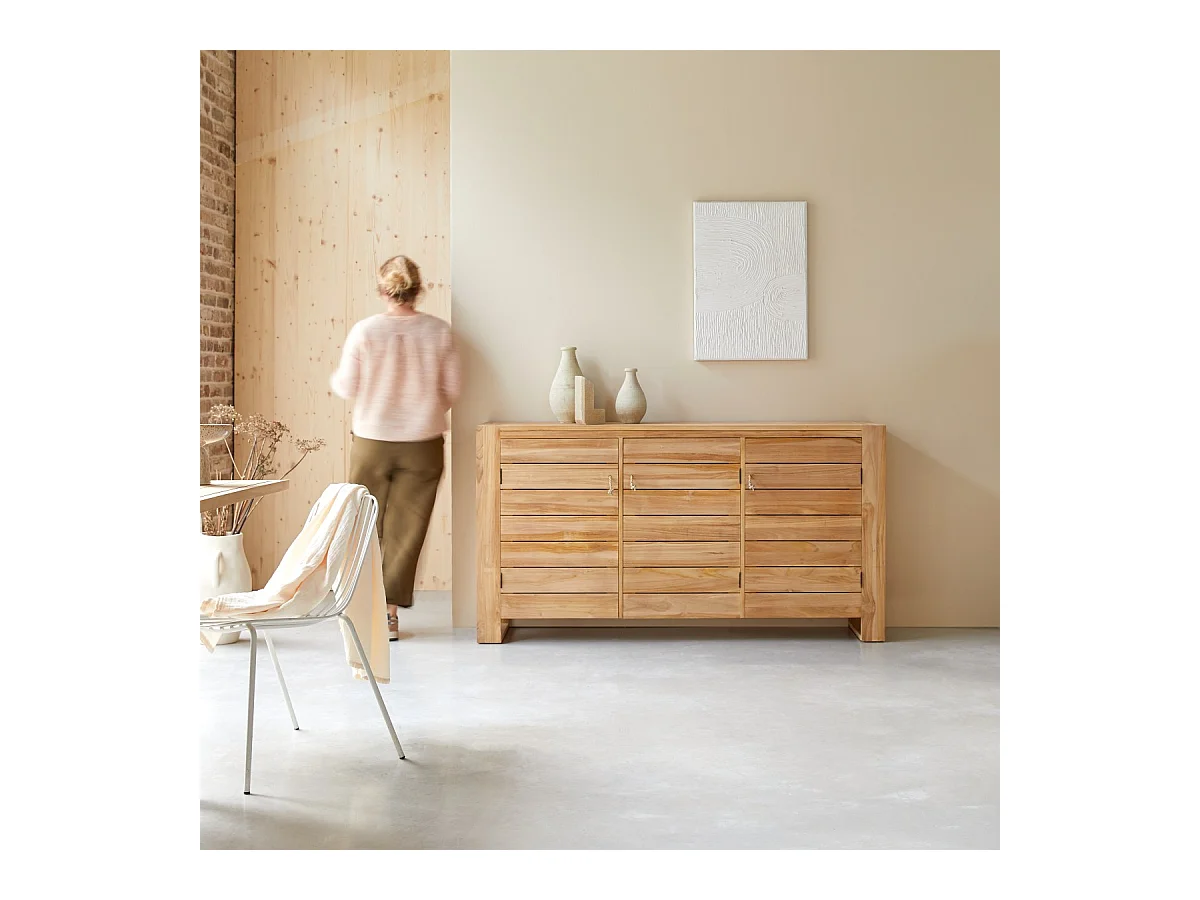Buffet Anrichte Schrank Teakholz massives helles Holz 170 Minimalys Neu Tikamoon
