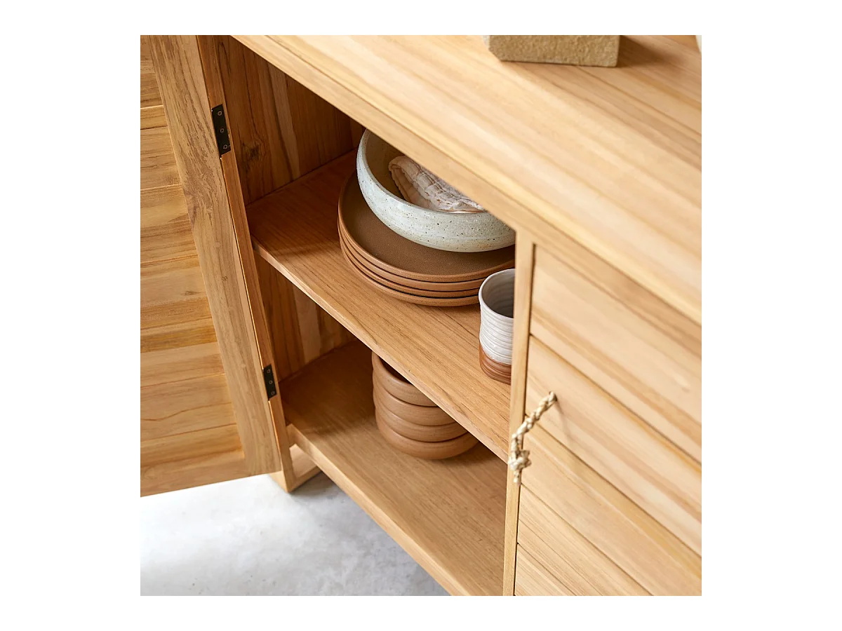 Buffet Anrichte Schrank Teakholz massives helles Holz 170 Minimalys Neu Tikamoon