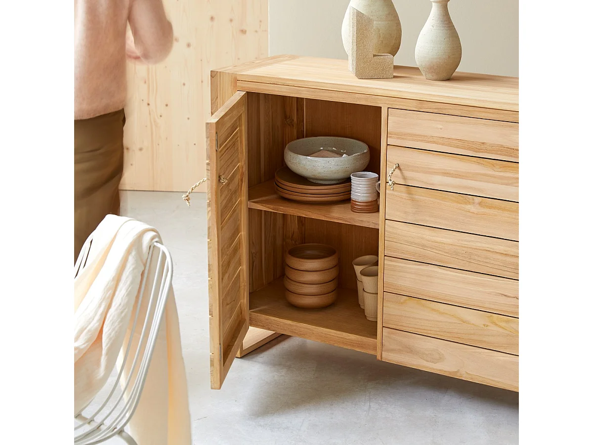 Buffet credenza bancone teak tek massello legno 170cm design sala pranzo