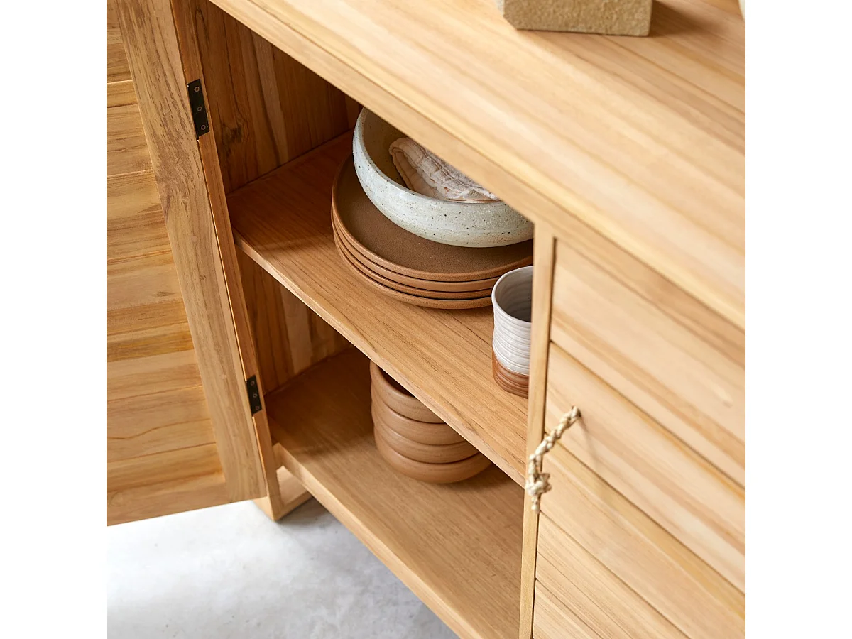 Buffet Anrichte Schrank Teakholz massives helles Holz 170 Minimalys Neu Tikamoon