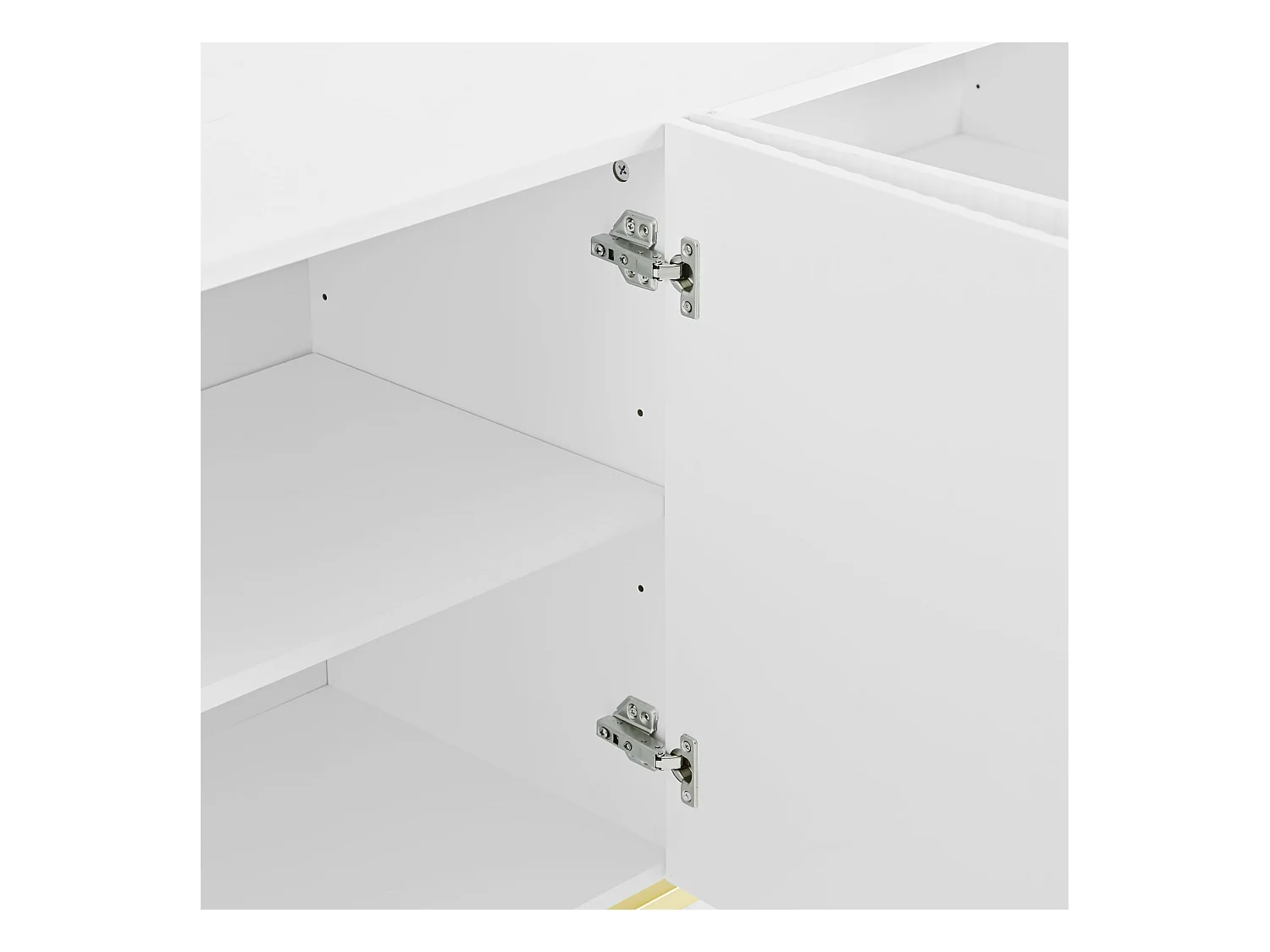 URBAN MEUBLE Buffet blanc design nervuré 4 portes avec accents dorés