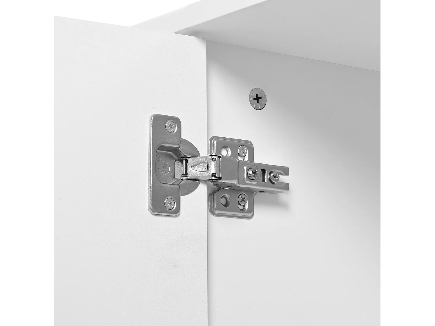 Buffet brillant blanc - Buffet 4 portes avec poignées en métal - 140x40x80cm