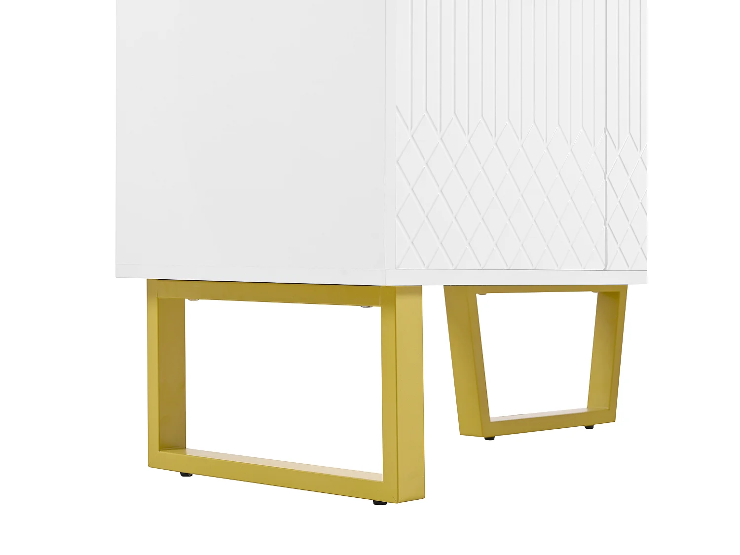 Buffet brillant blanc - Buffet 4 portes avec poignées en métal - 140x40x80cm