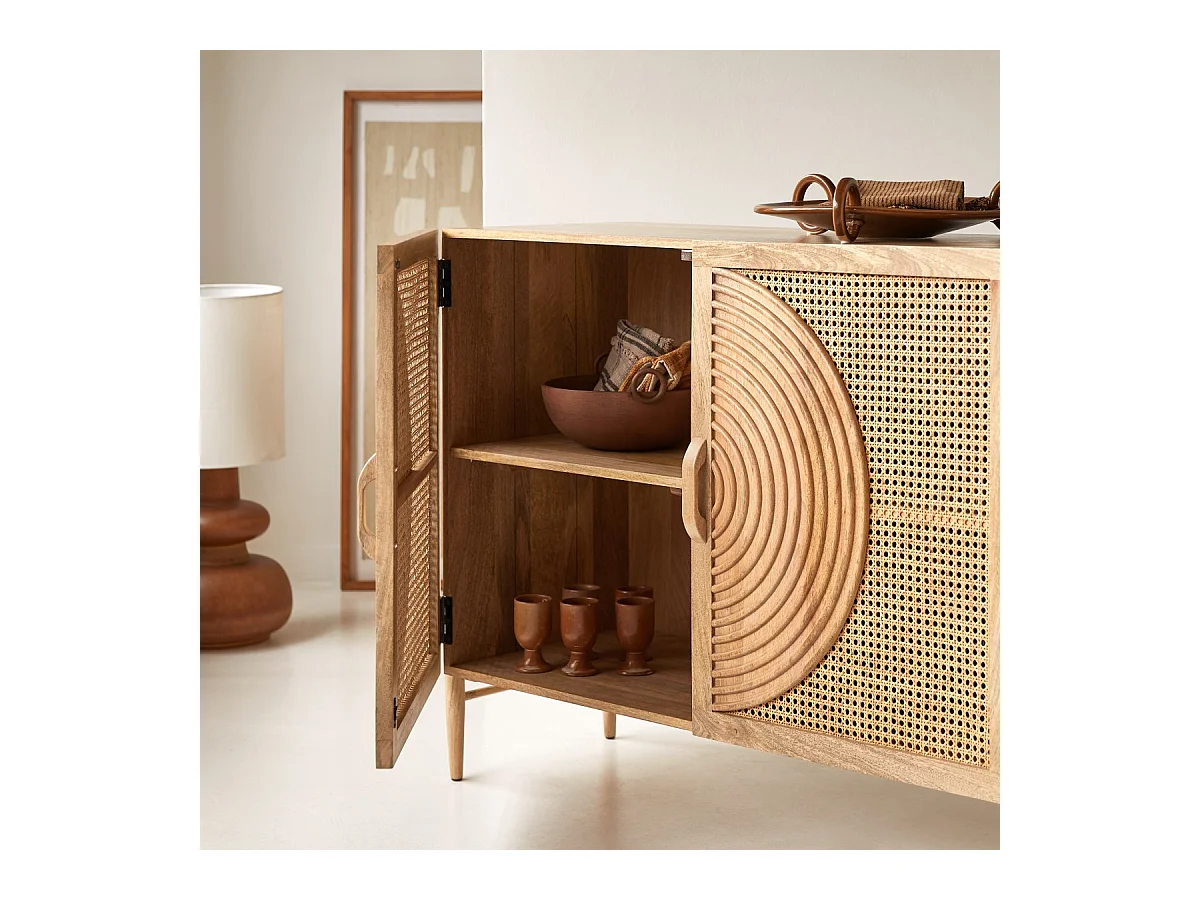 Buffet en bois de manguier et rotin Sina