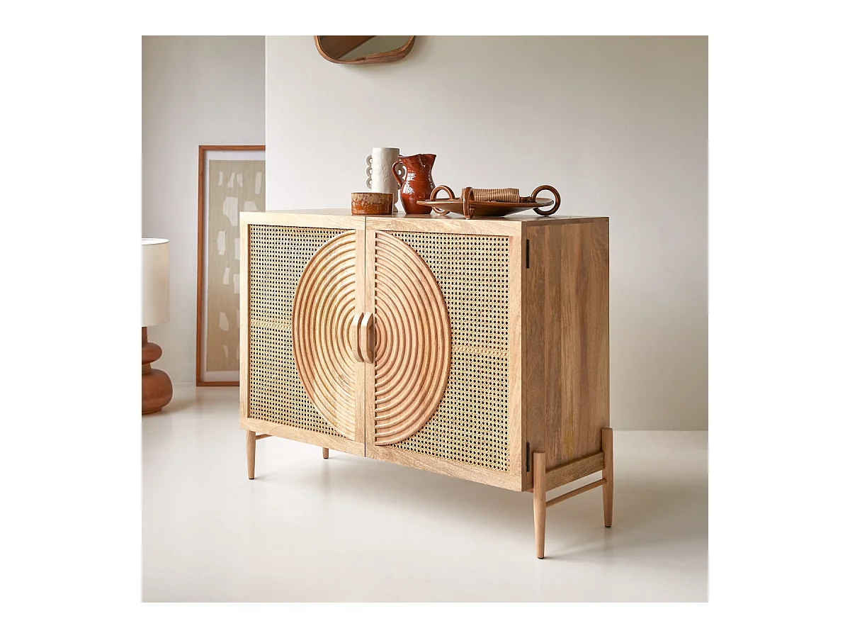 Buffet en bois de manguier et rotin Sina
