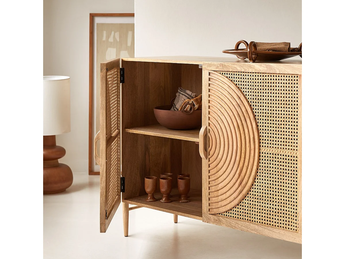 Buffet in legno di mango e rattan Sina