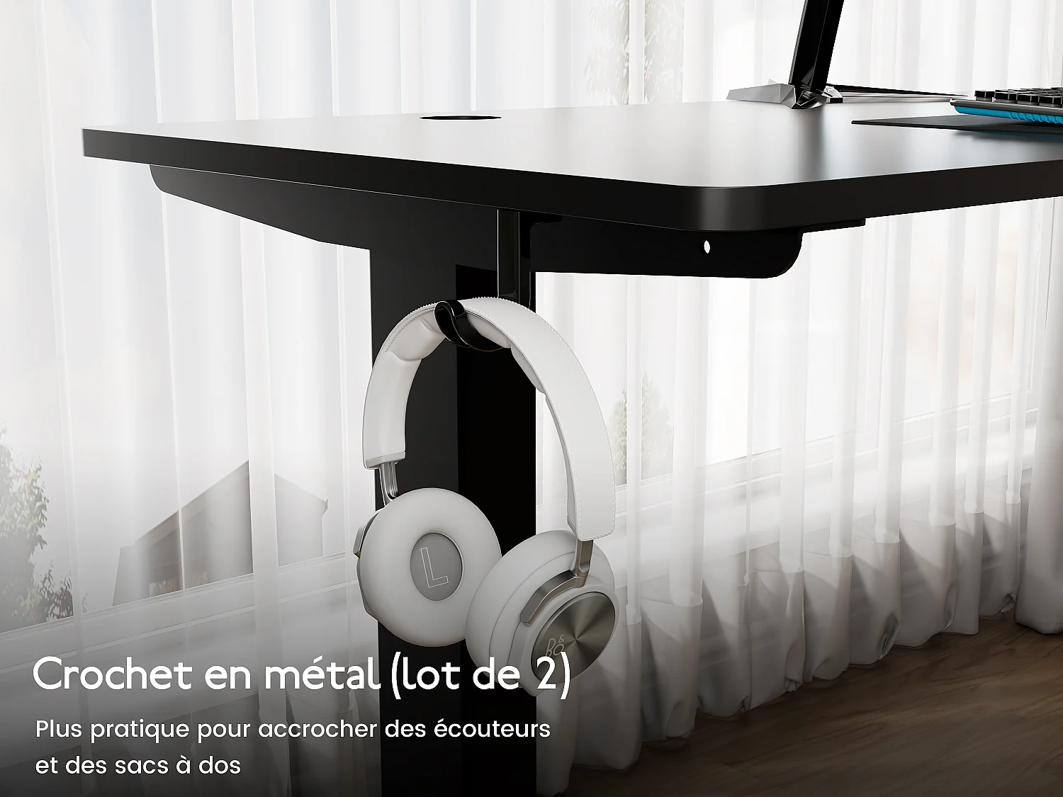 Bureau électrique réglable 140x60 cm – Fonction mémoire & anti-collision – Idéal télétravail – Coloris noir HOMAVO