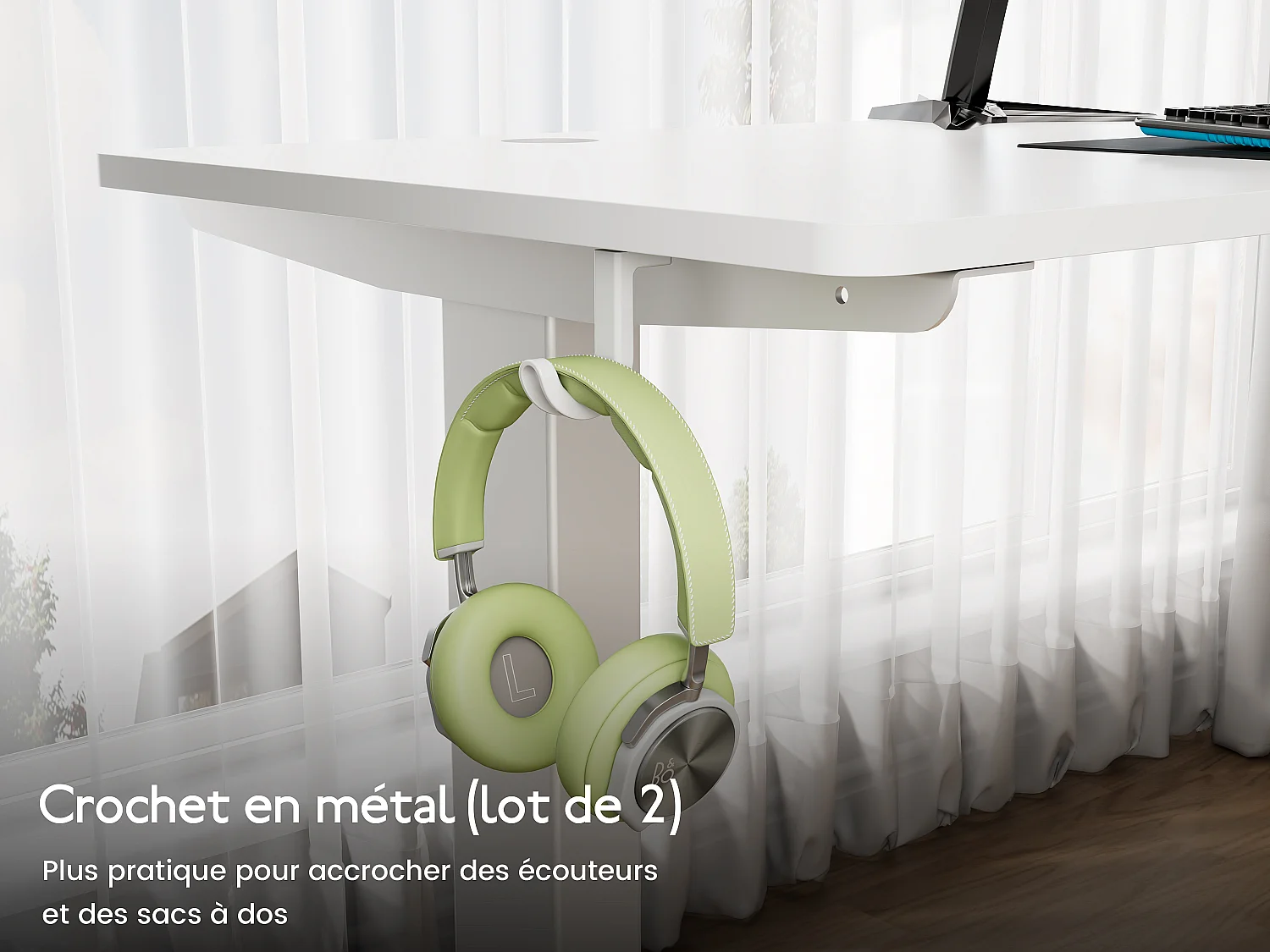 Bureau électrique réglable 140x60 cm – Fonction mémoire & anti-collision – Idéal télétravail – Coloris blanc HOMAVO