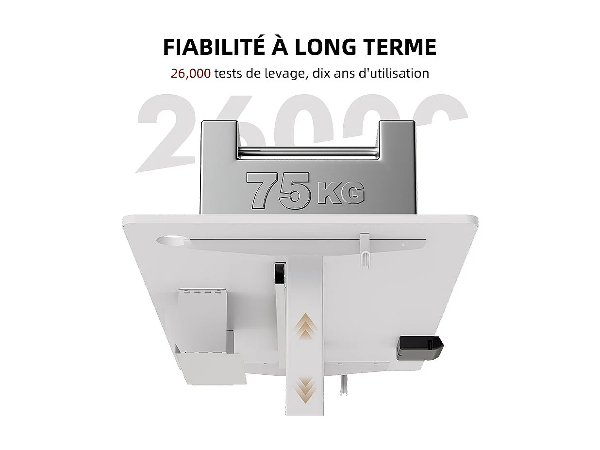 Bureau électrique assis-debout 140x70 cm – Hauteur réglable – Mémoire & anti-collision – Ports USB-A & Type-C – Coloris blanc