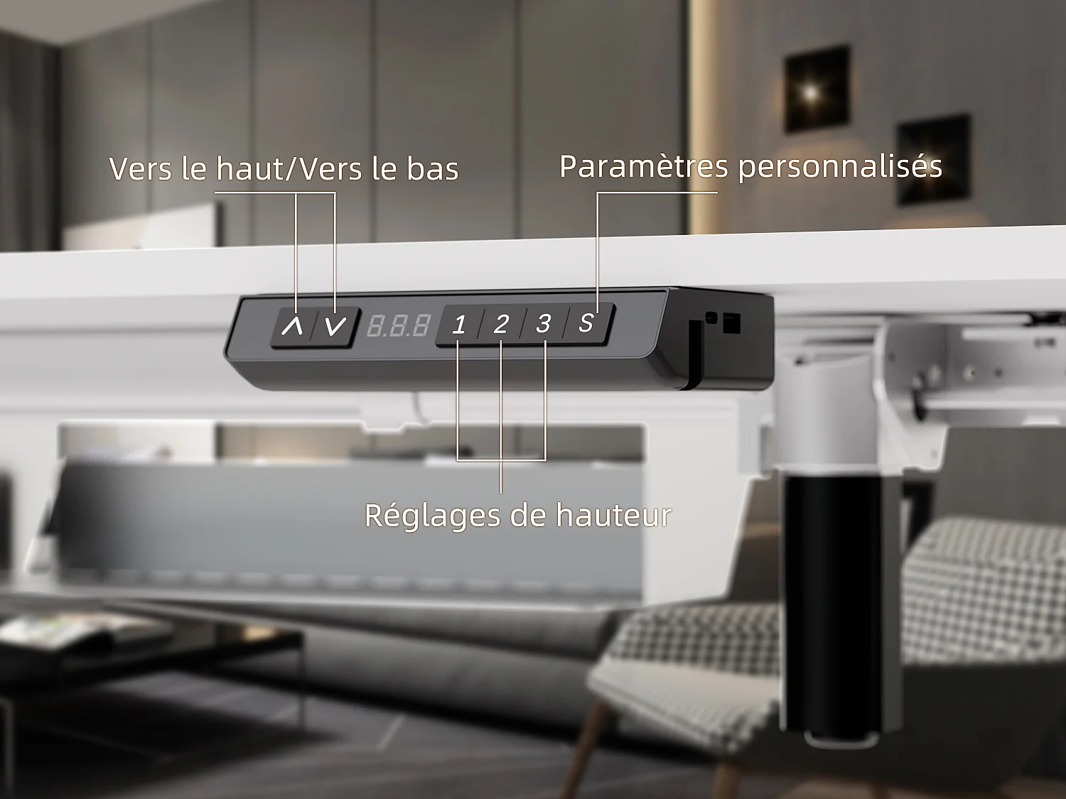 Bureau électrique assis-debout 140x70 cm – Hauteur réglable – Mémoire & anti-collision – Ports USB-A & Type-C – Coloris blanc