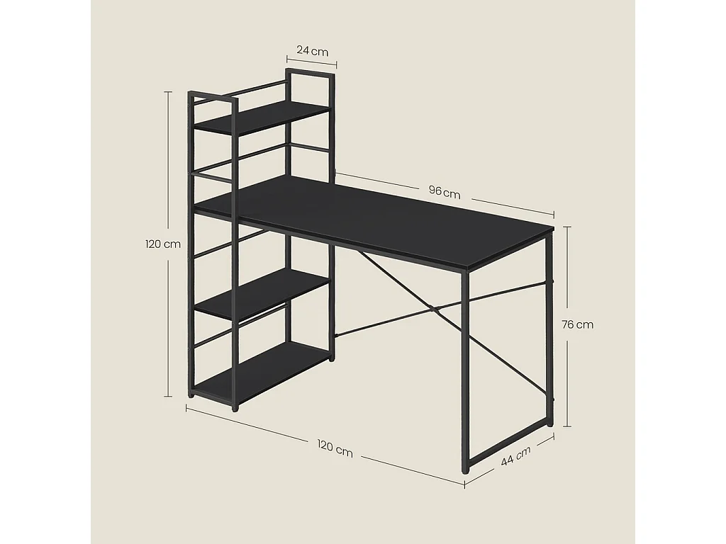 Bureau informatique MAX 4.0 - noir / pieds noirs