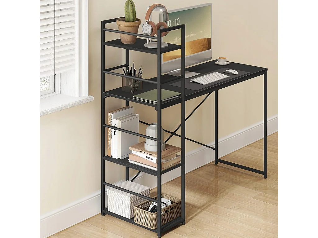 Bureau informatique MAX 4.0 - noir / pieds noirs