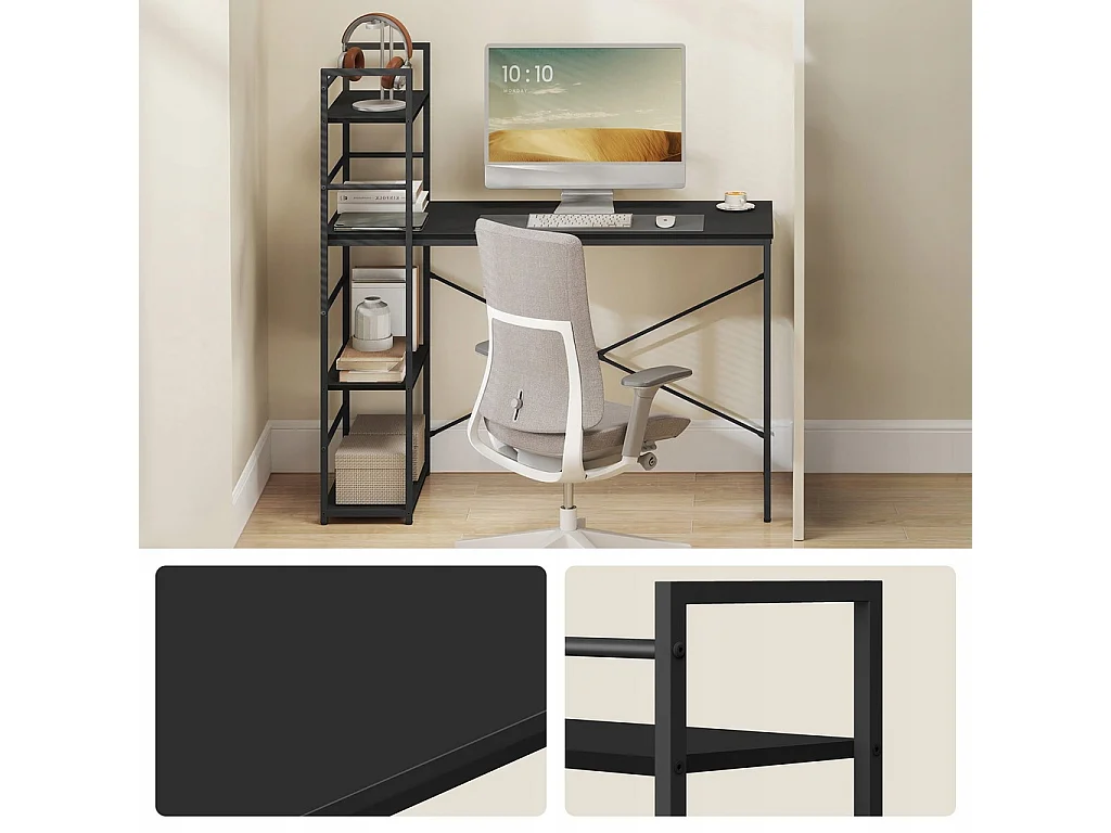 Bureau informatique MAX 4.0 - noir / pieds noirs