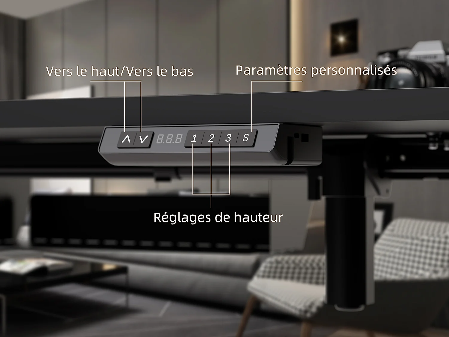 Bureau électrique assis-debout 140x70 cm – Hauteur réglable – Mémoire & anti-collision – Ports USB-A & Type-C – Coloris noir