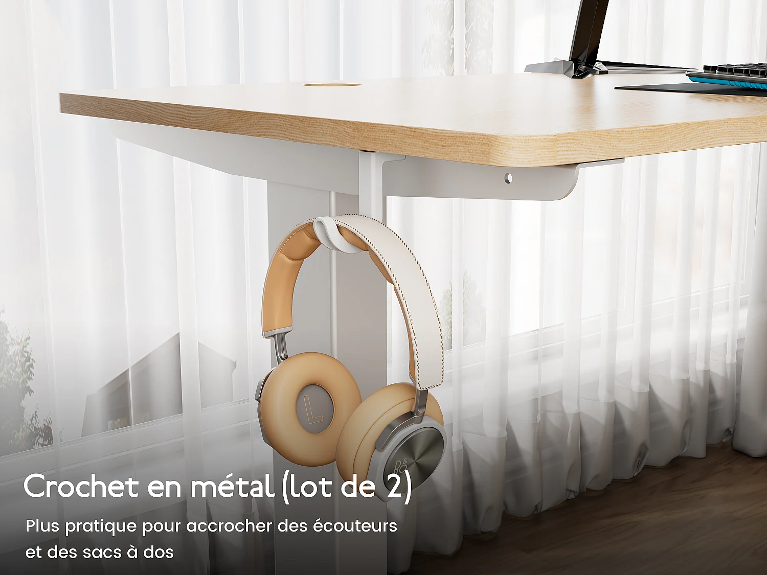 Bureau électrique réglable 140x60 cm – Fonction mémoire & anti-collision – Idéal télétravail – Finition bois naturel HOMAVO