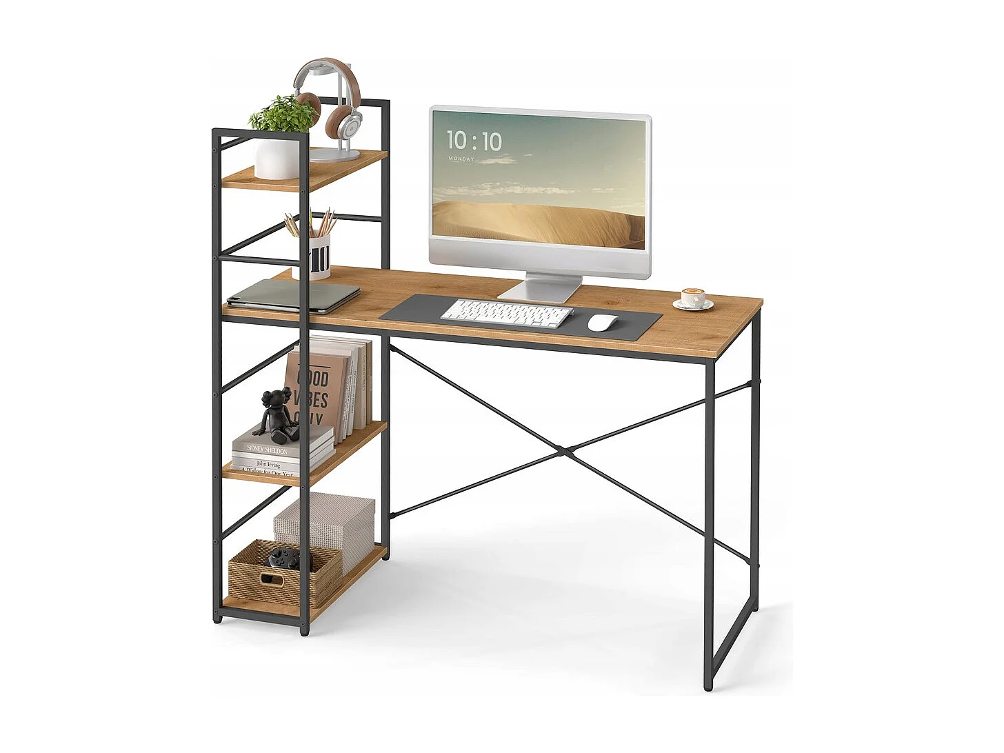 Bureau informatique MAX 4.0 - chêne / pieds noirs