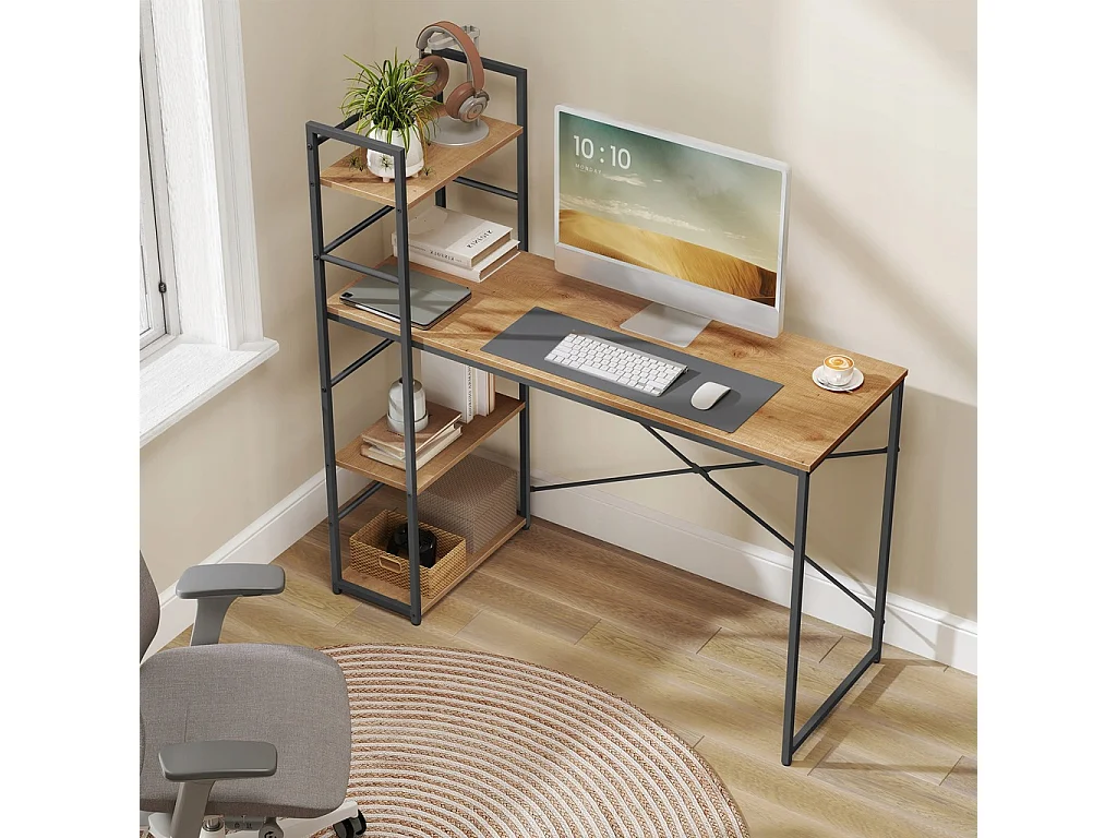 Bureau informatique MAX 4.0 - chêne / pieds noirs