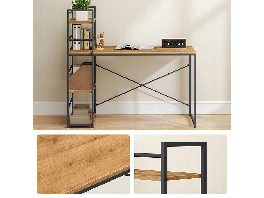 Bureau informatique MAX 4.0 - chêne / pieds noirs