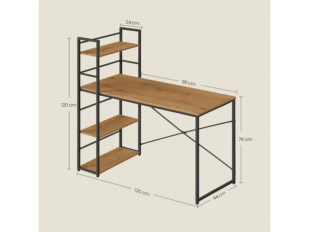 Bureau informatique MAX 4.0 - chêne / pieds noirs