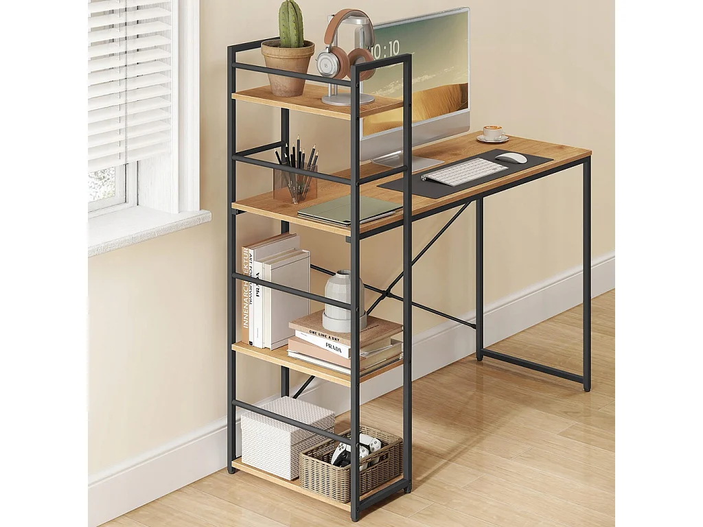 Bureau informatique MAX 4.0 - chêne / pieds noirs