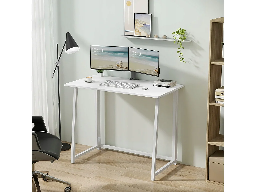 Bureau informatique MAX 1.0 - blanc / pieds blancs