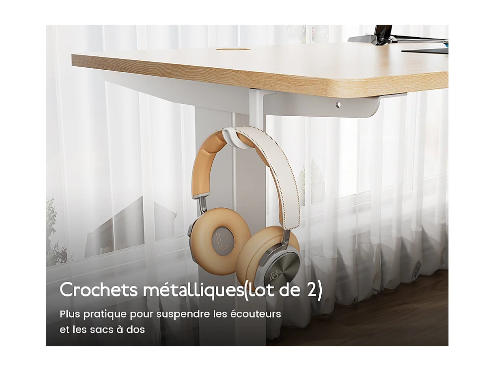 Bureau HOMAVO électrique réglable 110x60 cm – Fonction mémoire & anti-collision – Idéal télétravail – Finition bois naturel