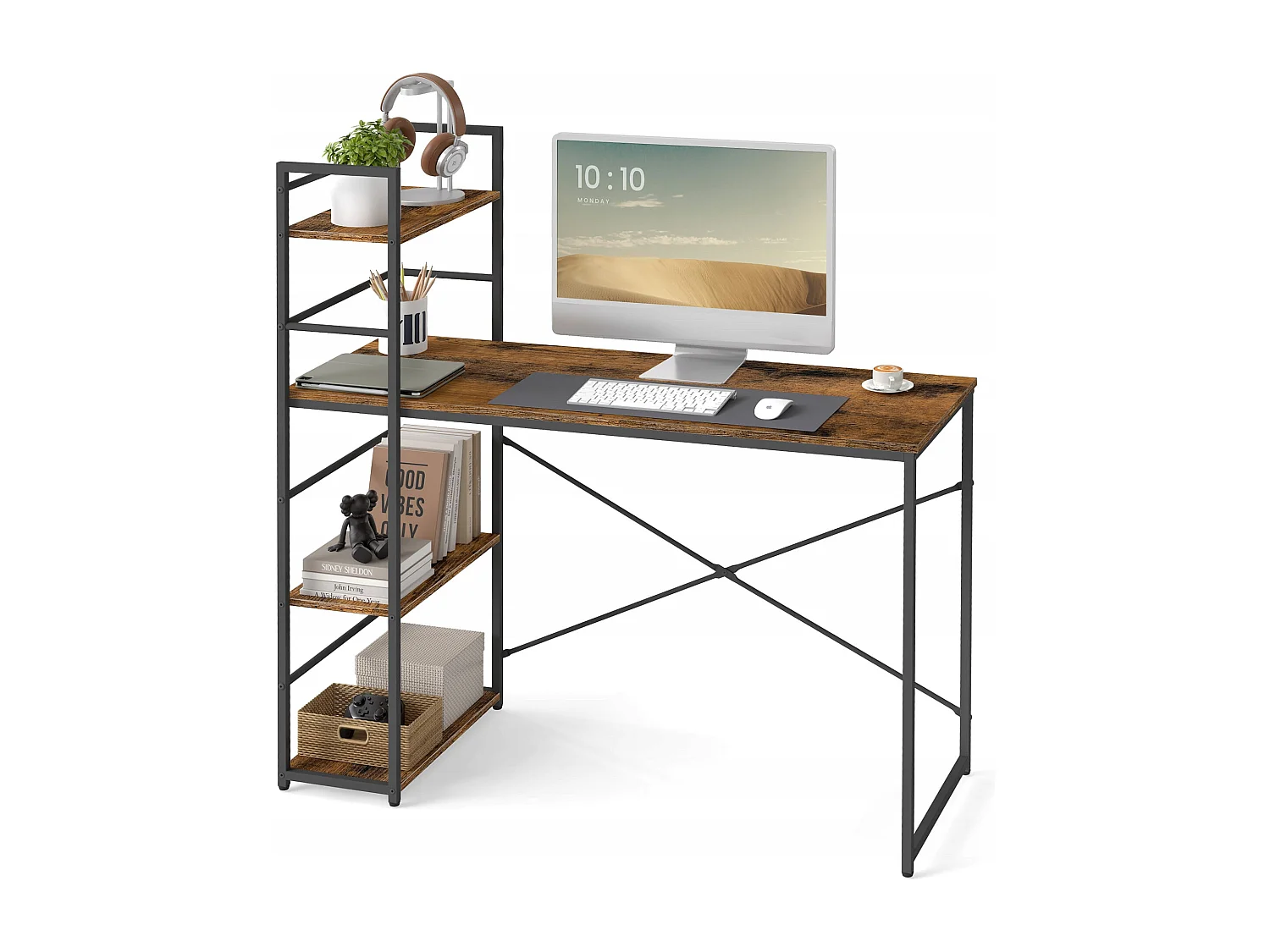 Bureau informatique MAX 4.0 - rustique / pieds noirs