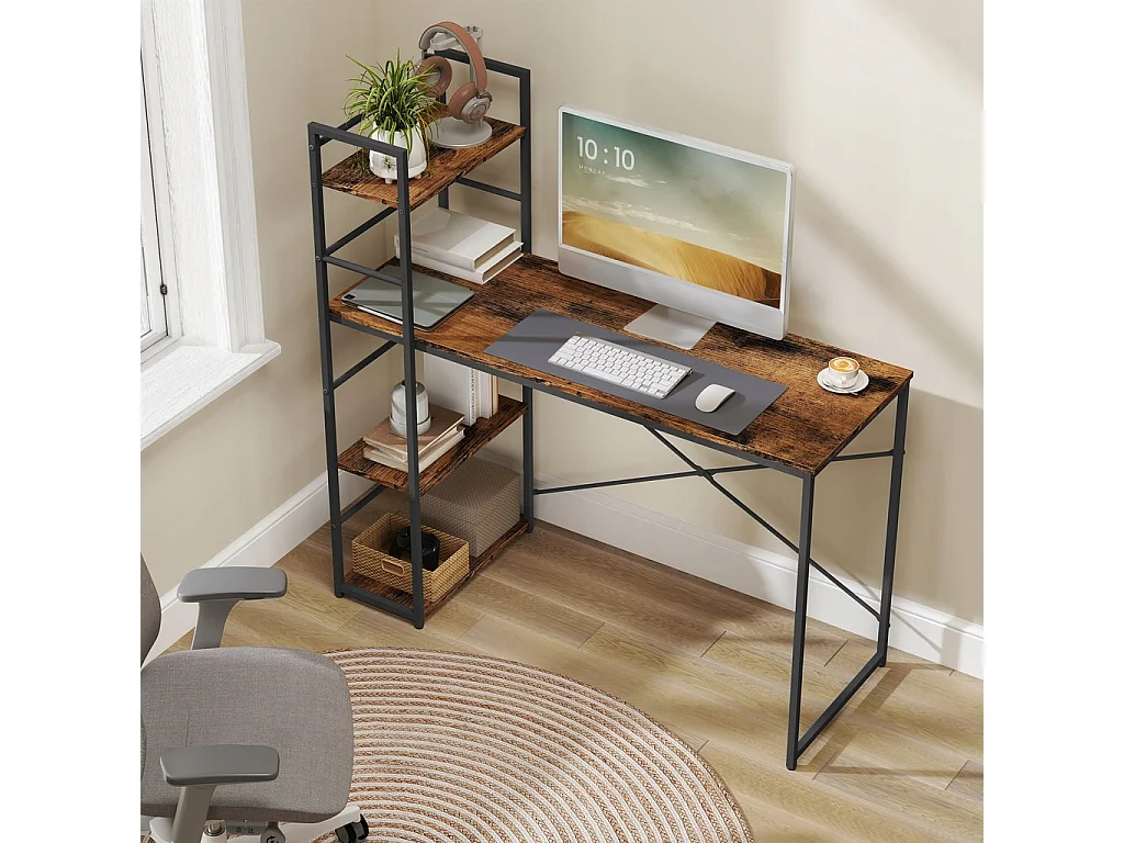 Bureau informatique MAX 4.0 - rustique / pieds noirs