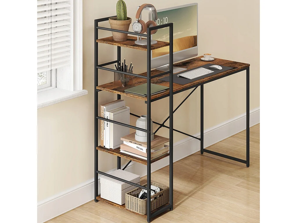 Bureau informatique MAX 4.0 - rustique / pieds noirs