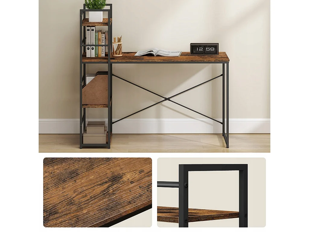 Bureau informatique MAX 4.0 - rustique / pieds noirs