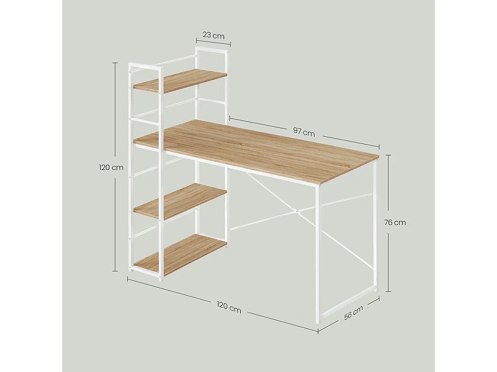 Bureau informatique MAX 4.0 - sonoma / pieds blancs