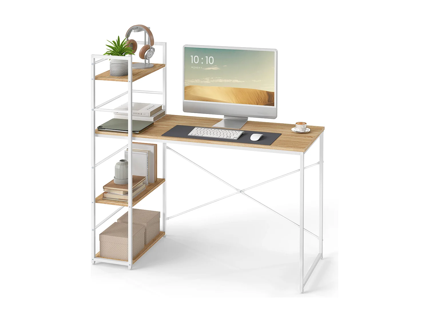 Bureau informatique MAX 4.0 - sonoma / pieds blancs
