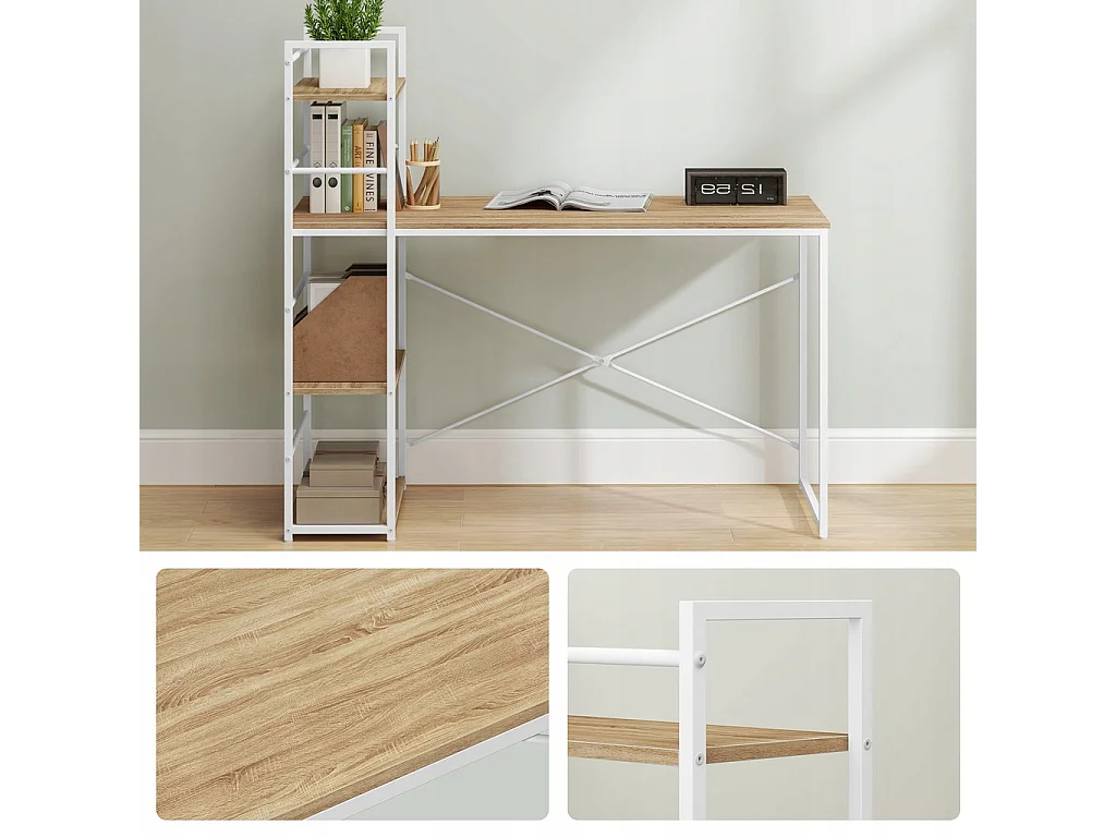 Bureau informatique MAX 4.0 - sonoma / pieds blancs