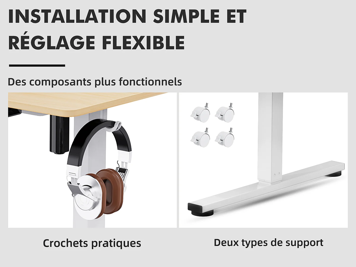 Bureau électrique assis-debout 140x70 cm – Hauteur réglable – Mémoire & anti-collision – Ports USB-A & Type-C – Coloris bois naturel