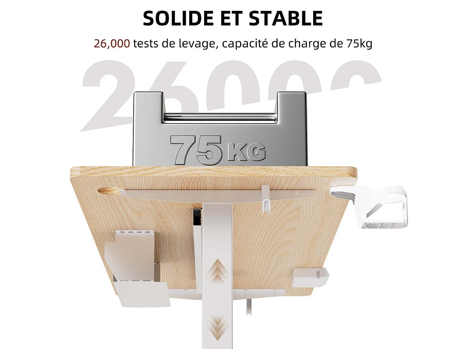 Bureau électrique assis-debout 140x70 cm – Hauteur réglable – Mémoire & anti-collision – Ports USB-A & Type-C – Coloris bois naturel