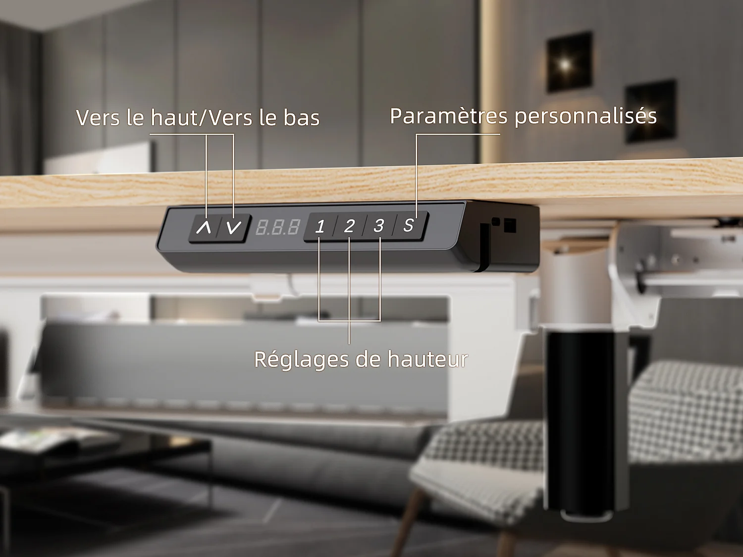 Bureau électrique assis-debout 140x70 cm – Hauteur réglable – Mémoire & anti-collision – Ports USB-A & Type-C – Coloris bois naturel