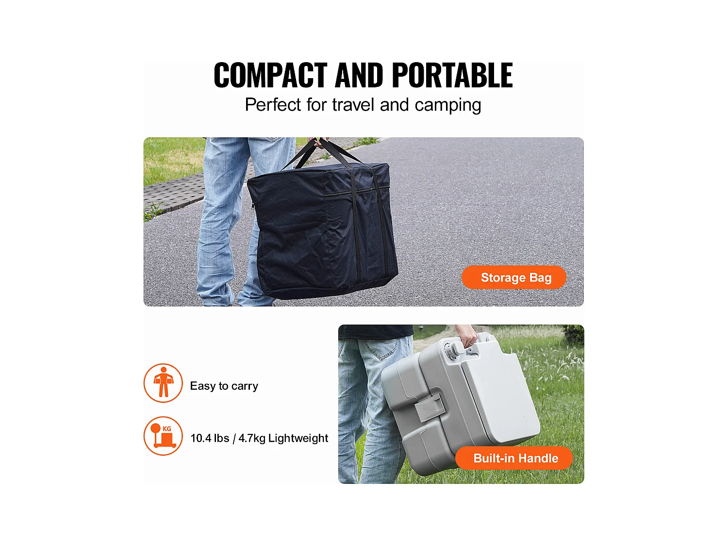 Toilette Portable SucceBuy 20 L, avec Sac de Transport pour le Camping