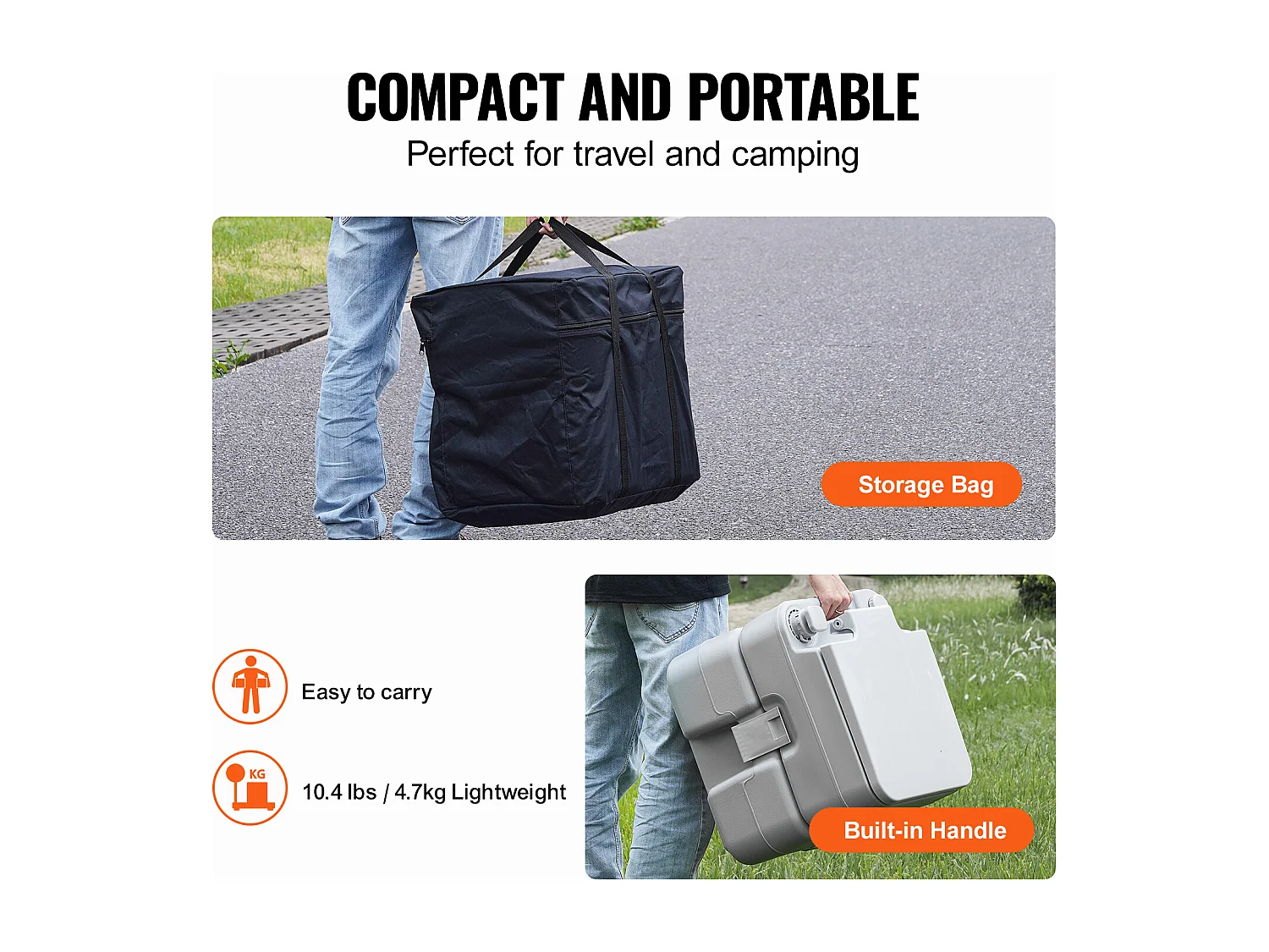 Toilette Portable SucceBuy 20 L, avec Sac de Transport pour le Camping