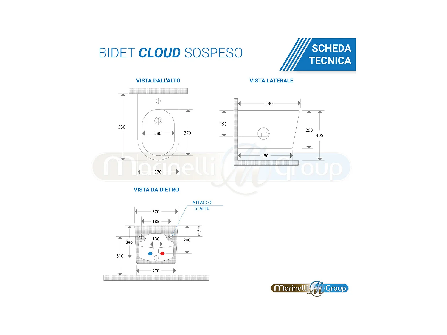 Sanitari Bidet e Vaso WC Sospesi rimless scarico vortice coprivaso softclose cloud