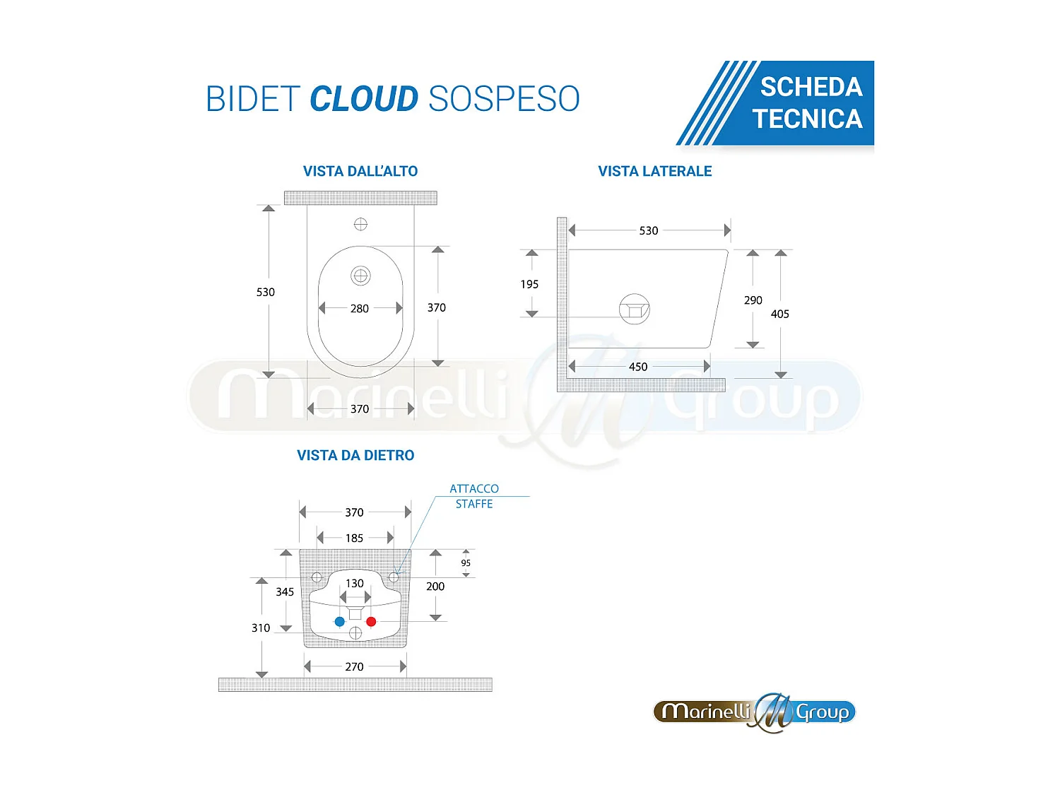 Sanitari Bidet e Vaso WC Sospesi rimless scarico vortice coprivaso softclose cloud