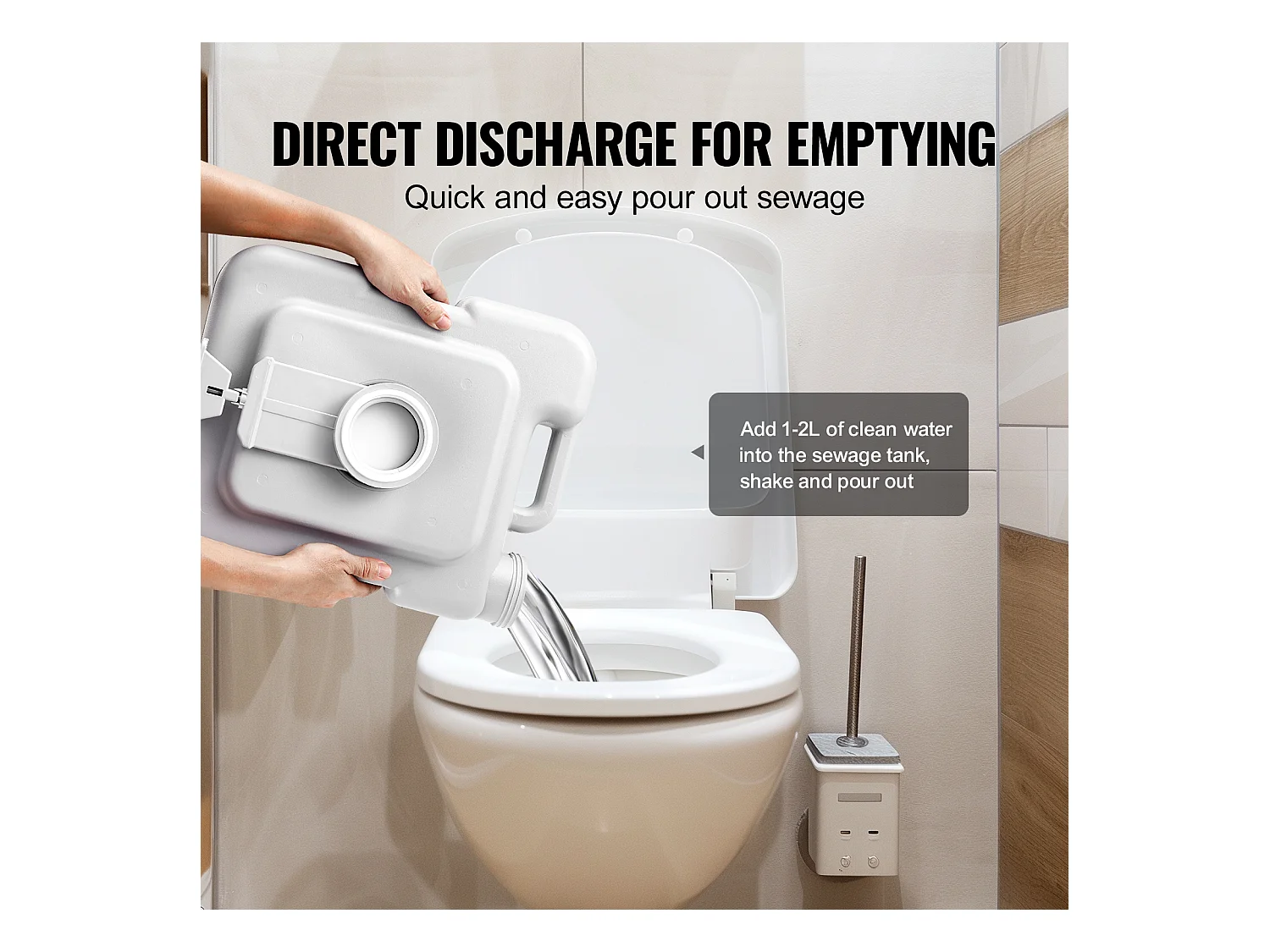 Toilette Portable SucceBuy 12 L, Toilette Portable pour Camping Voyage avec Chasse d’Eau Réservoir