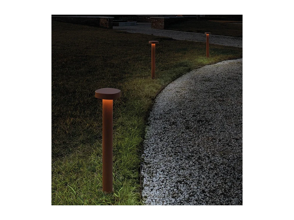 Zafferano Ciottolo - Borne LED d'extérieur IP54 7W 3000K design moderne en aluminium pour jardins et allées - 50 cm Corten